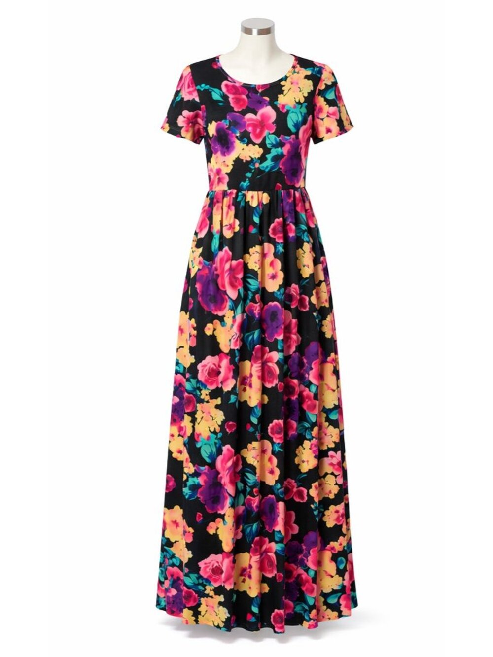 Heimish USA Dress Maxi Floral Sz. Med. short slv feminine romantic summer flowy